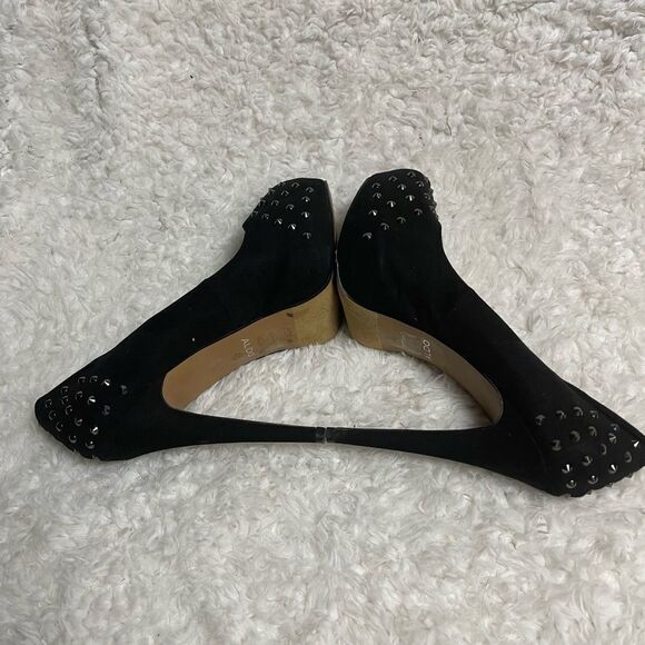 ALDO Michelino Synthetic suede Black studded  Platform  Heels EU R SZ41 US10.5 - Picture 7 of 10